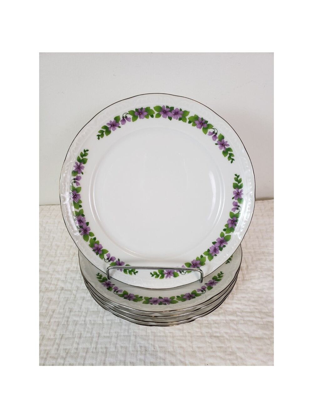 Vintage Mitterteich Bavaria Germany Dinner Salad Plate Violet Floral 7.5" Lot 5